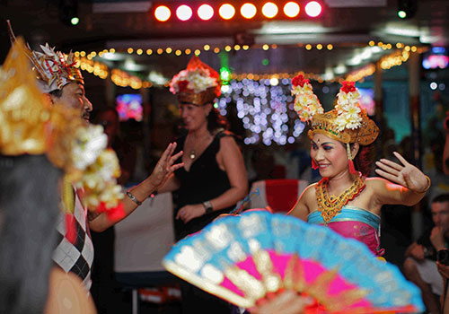 Enjoying performance during dinner